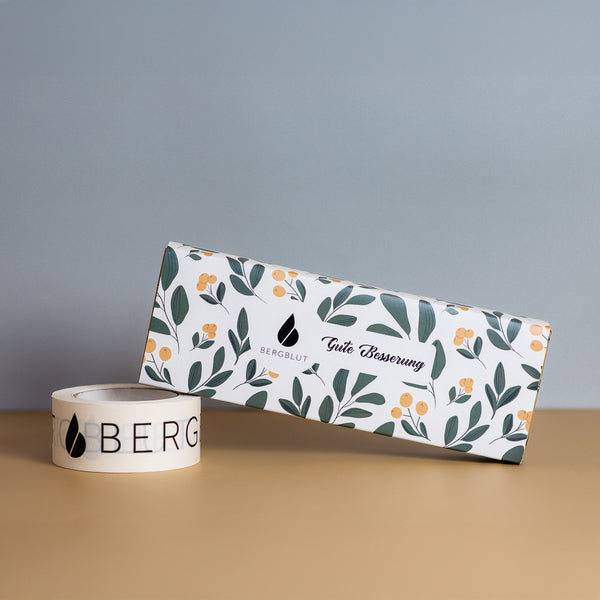 Bio Bergshot Geschenkbox Gute Besserung - 7er Ingwershot Mix in Glas zum Verschenken