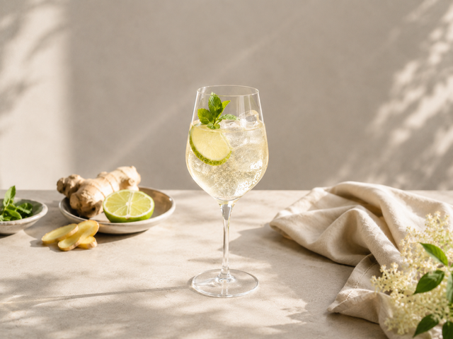 Ginger Hugo — Rezept mit BIO Ingwerkonzentrat Holunderblüte